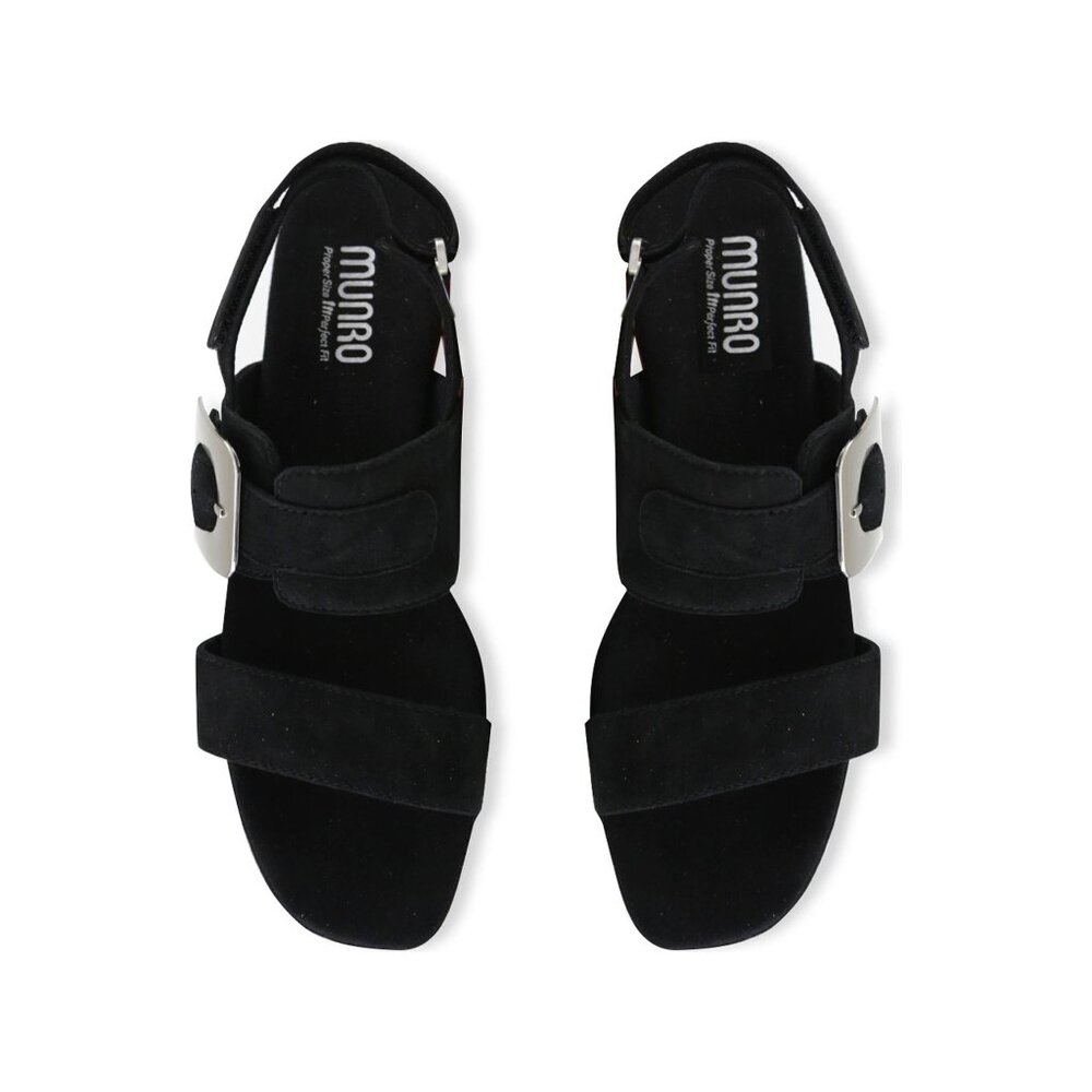 🆕MUNRO Ashlin Silver Buckle Block Heel Sandals Shoes Black 8.5 - Picture 3 of 10